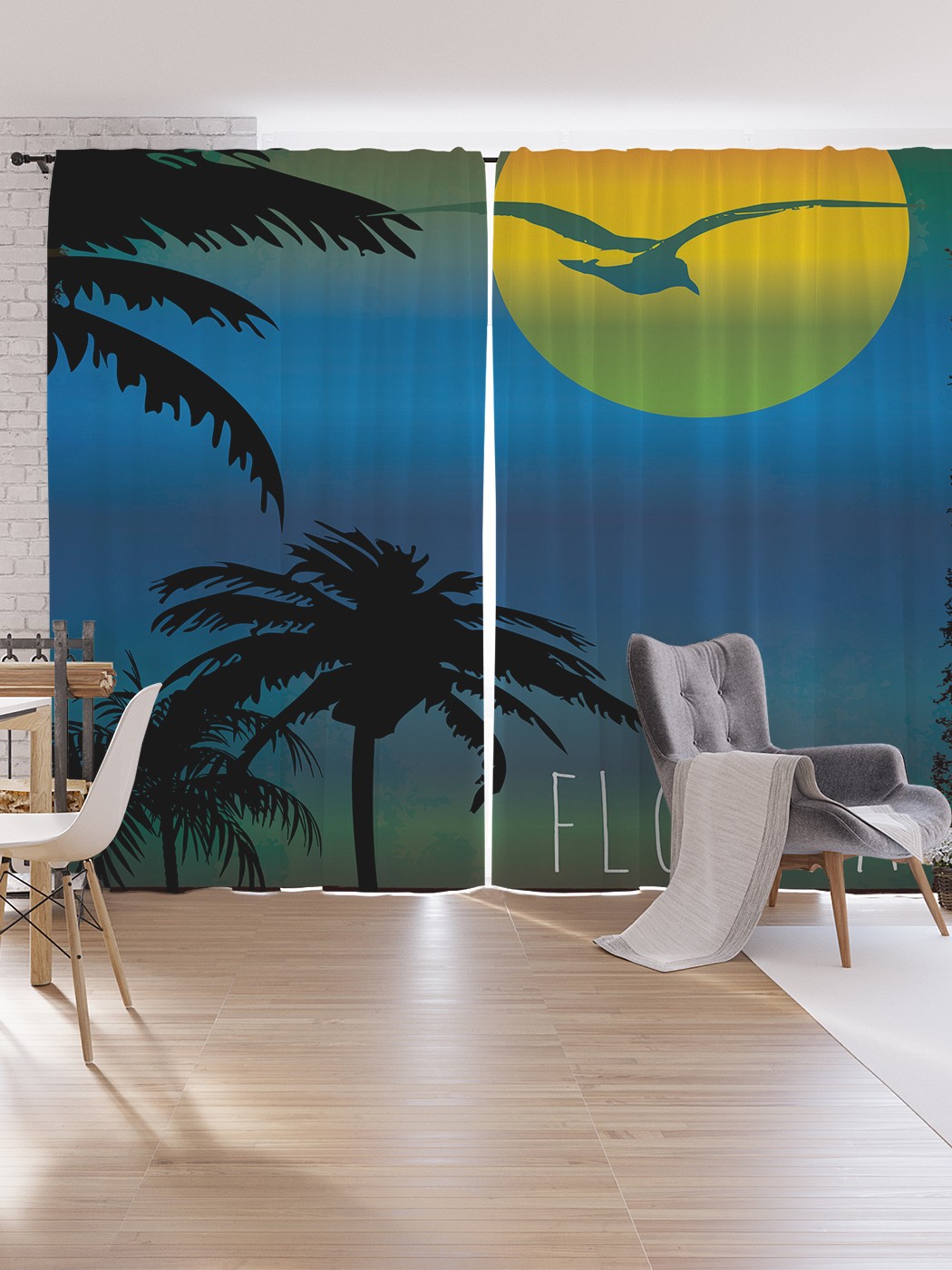 

Шторы под лён JoyArty "Вечерняя Флорида", серия Oxford DeLux, 340х265 см, Вечерняя Флорида