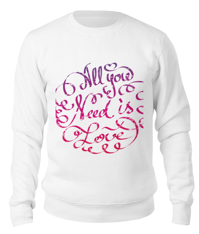 

Свитшот унисекс Printio All you need is love белый S, All you need is love