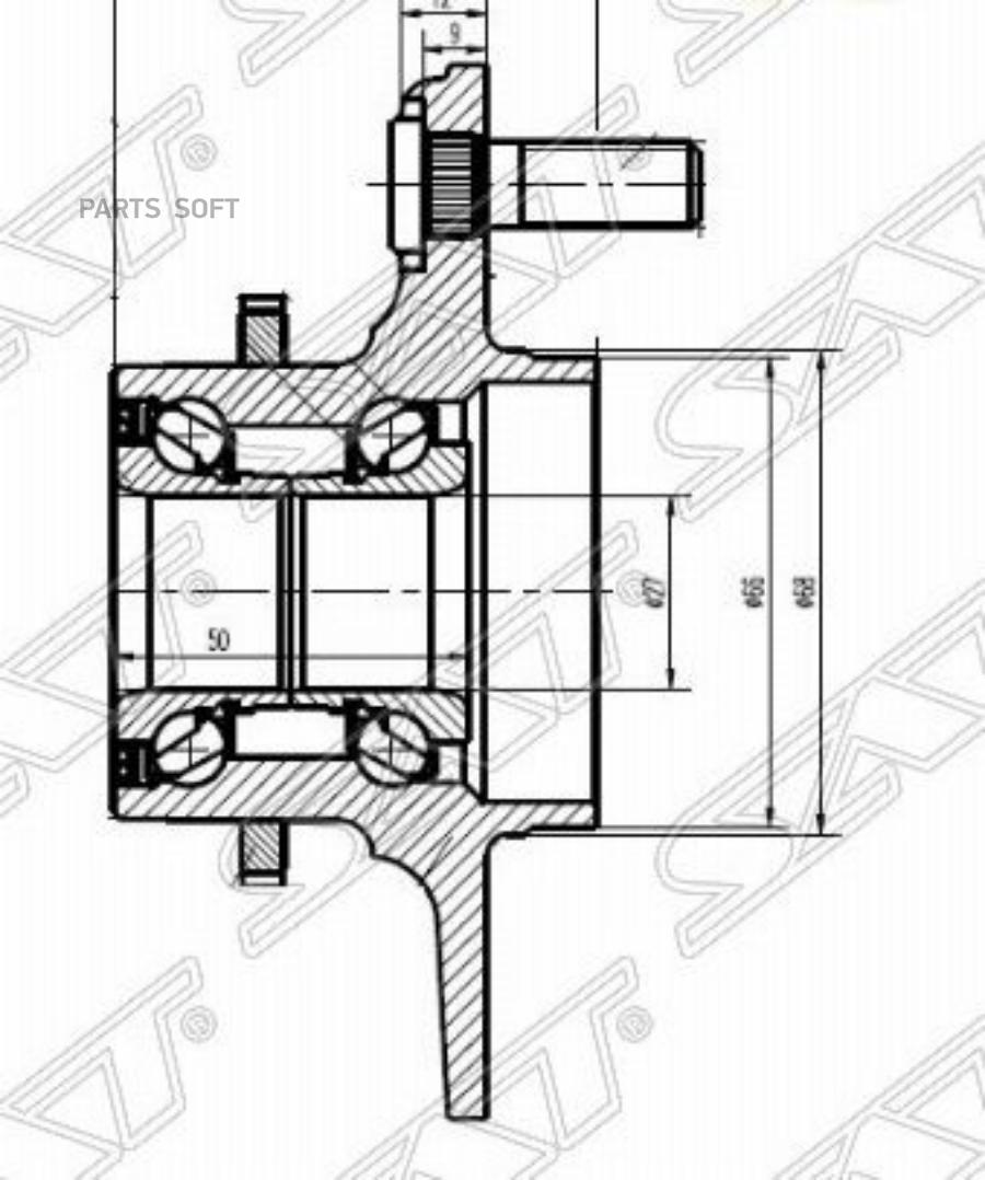 

SAT Ступичный узел задн. NISSAN BLUEBIRD SYLPHY G10/SUNNY B15 2WD (4 шпильки, ABS)