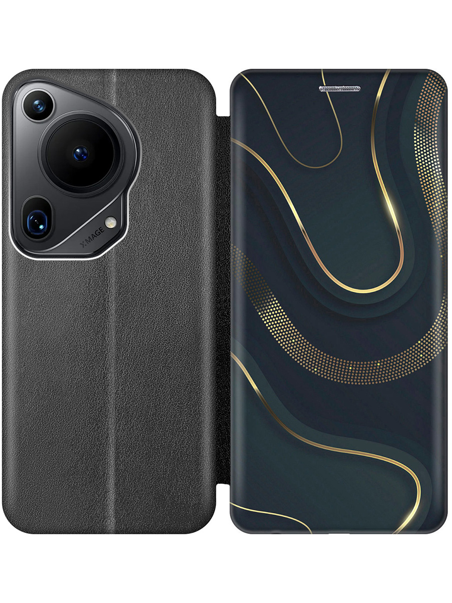 

Чехол-книжка на Huawei Pura 70 Ultra с принтом "Золотистые акценты" черный, Черный;золотистый;серый, 782625831