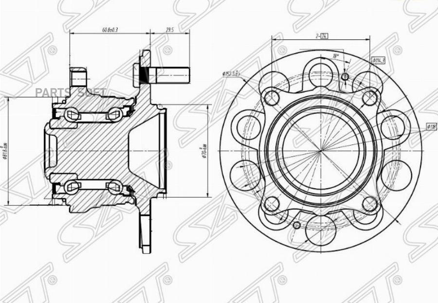 SAT Ступица RR HONDA ACCORD CU 08-12 ST-42200-TL0-G51