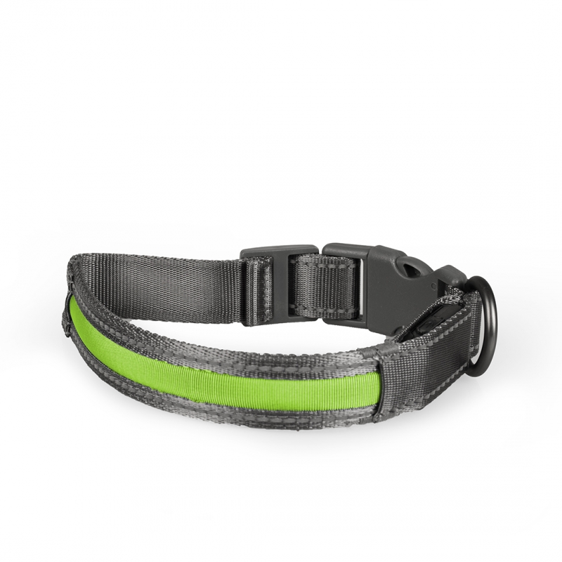 фото Ошейник для собак повседневный duvo+ , обхват шеи 36-51 см, нейлон, серый, зеленый