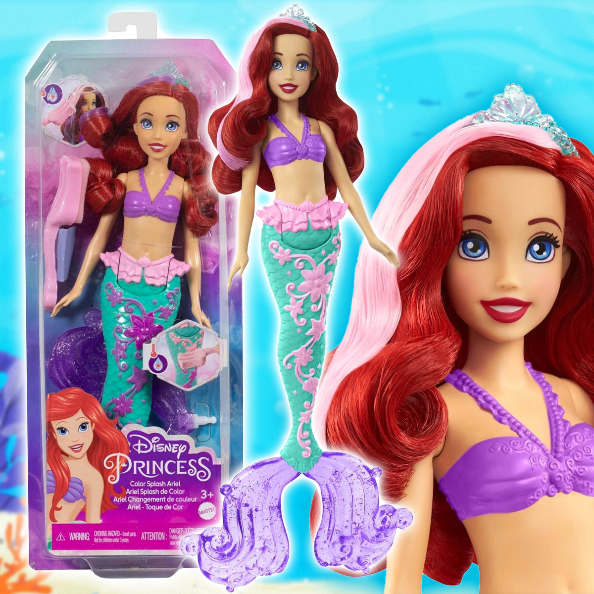 Кукла Ариэль Disney Princess Русалочка, изменяющая цвет волос и хвоста, Mattel кукла русалочка хвост светится микс