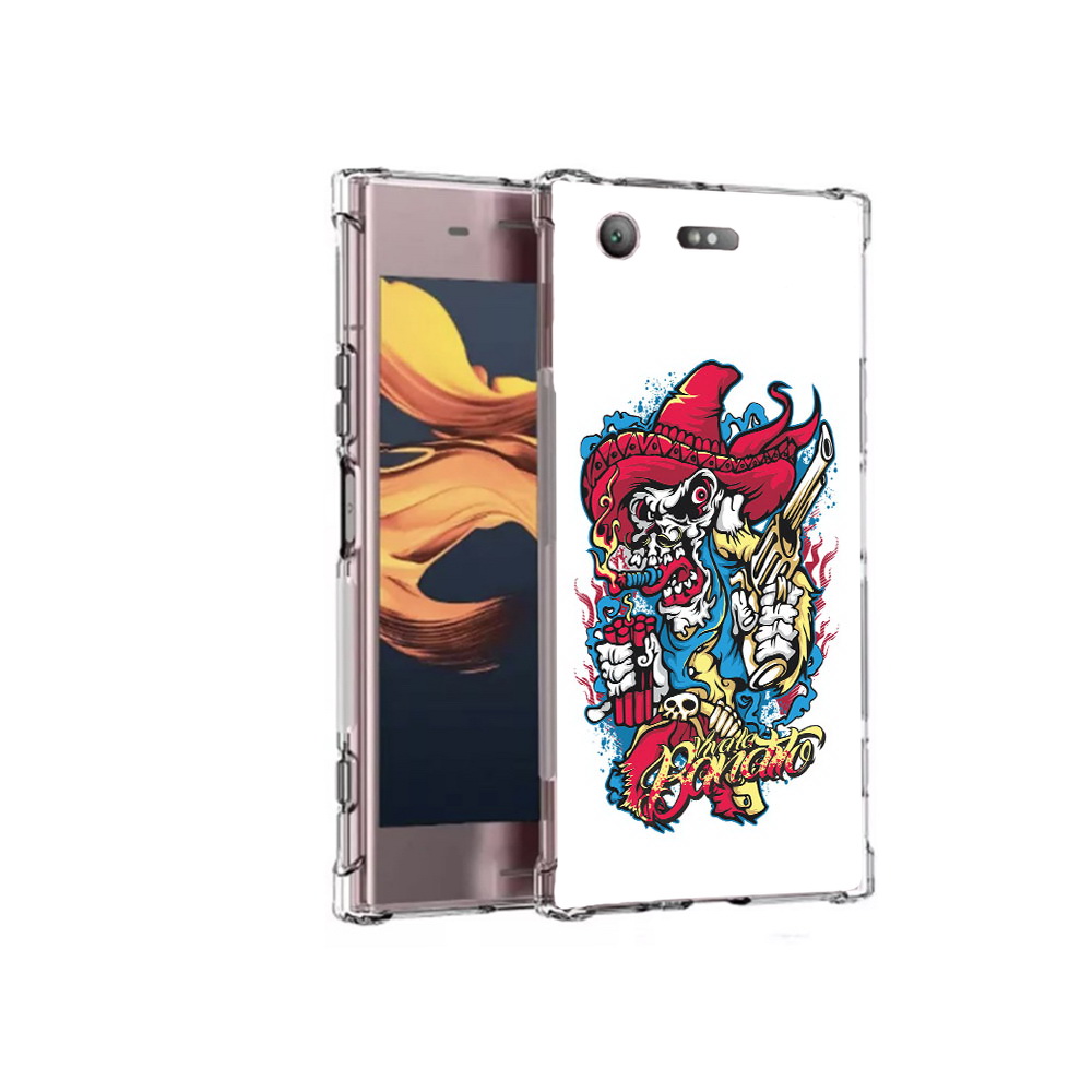 

Чехол MyPads Tocco для Sony Xperia XZ1 Compact нарисованный скелет с писталетом, Прозрачный, Tocco