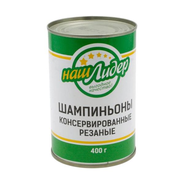 

Шампиньоны Наш лидер резаные 400 г