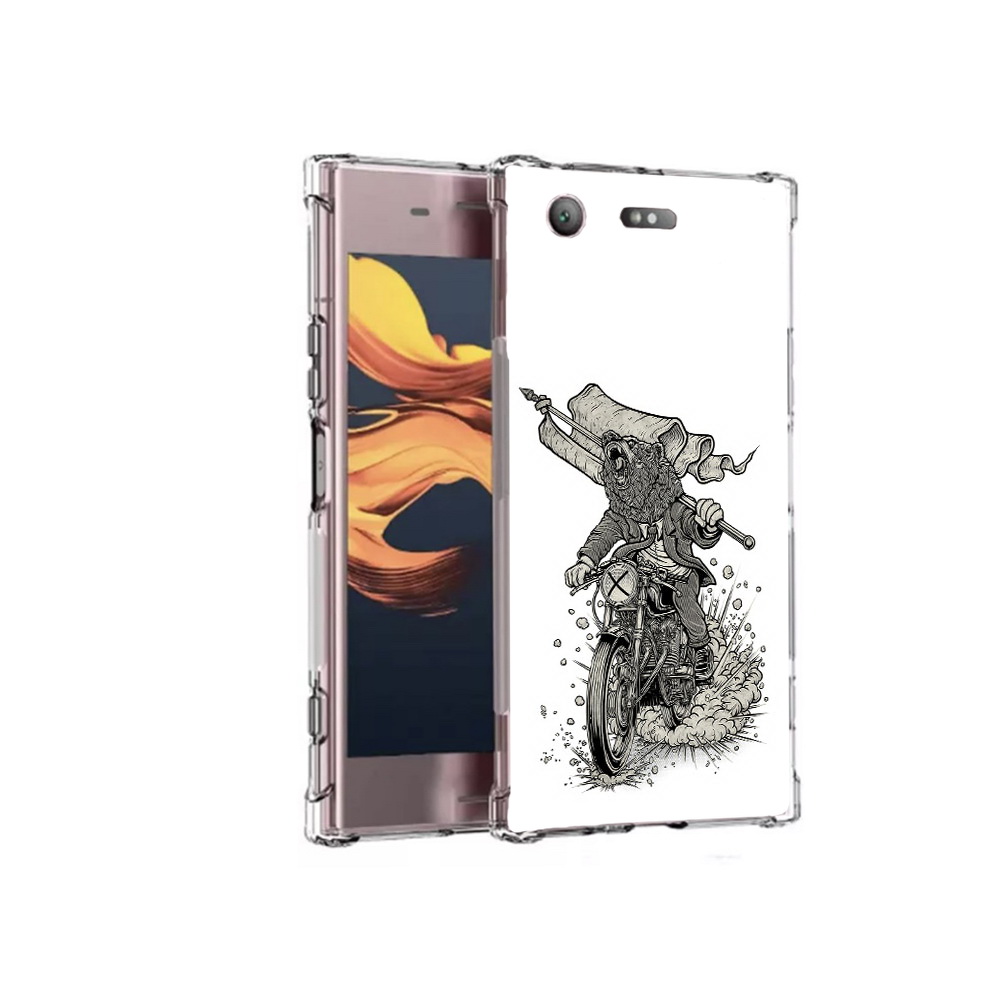 

Чехол MyPads Tocco для Sony Xperia XZ1 Compact медведь на мотоцикле (PT91855.237.467), Прозрачный, Tocco