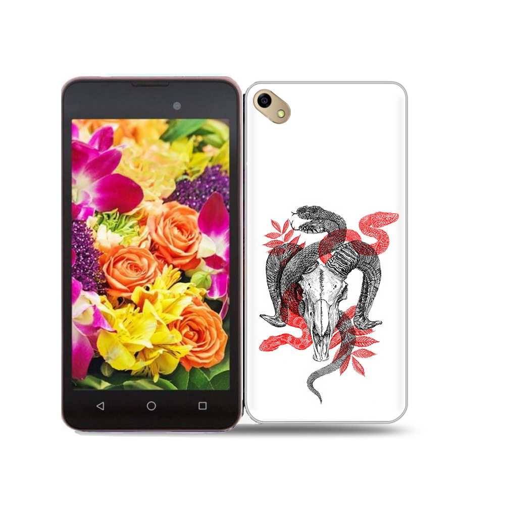 

Чехол MyPads Tocco для BQ 5035 змея в черепе рисунок, Прозрачный, Tocco