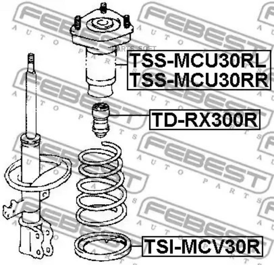 

Опора+пыльник заднего амортизатора r febest tss-mcu30rr