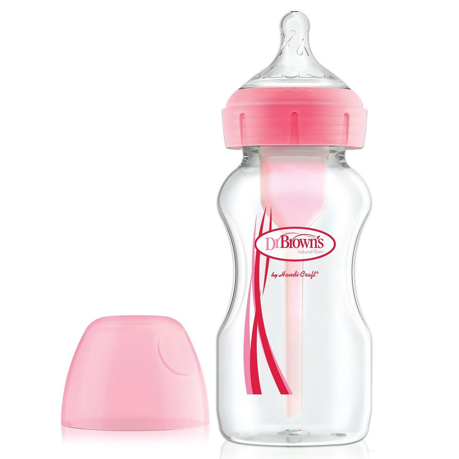 Бутылочка Dr. Brown's антиколиковая с широким горлышком Options+, розовая, 270 мл