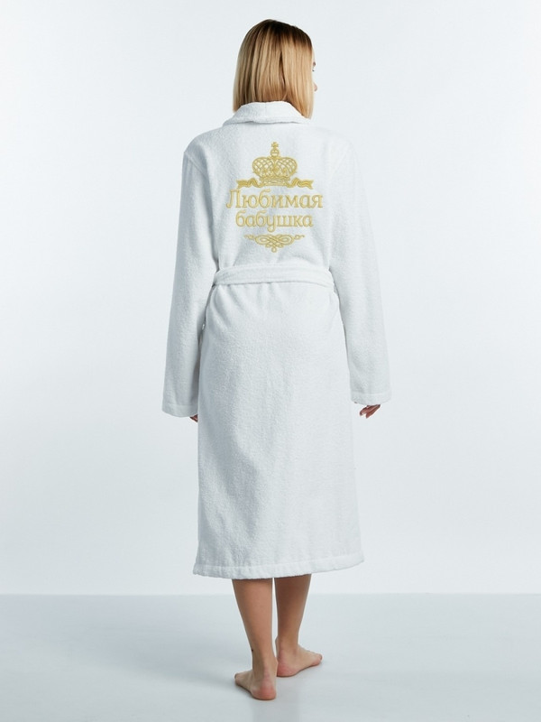 

Халат женский Халат с вышивкой Lux Любимая бабушка белый 50-52 RU, Любимая бабушка