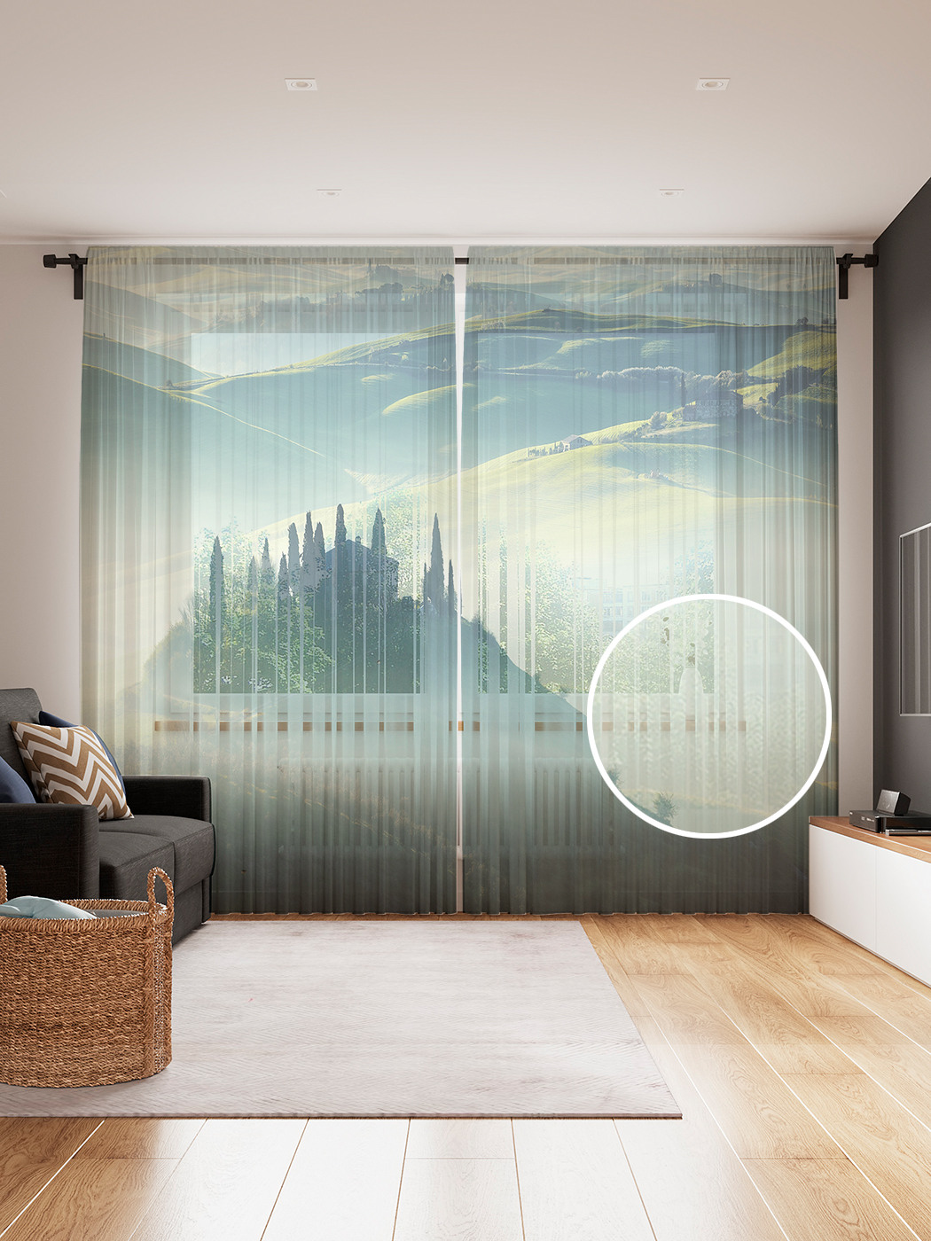 

Фототюль JoyArty "Туманное поместье", 145x265см (2 полотна со шторной лентой + 50 крючков), Туманное поместье