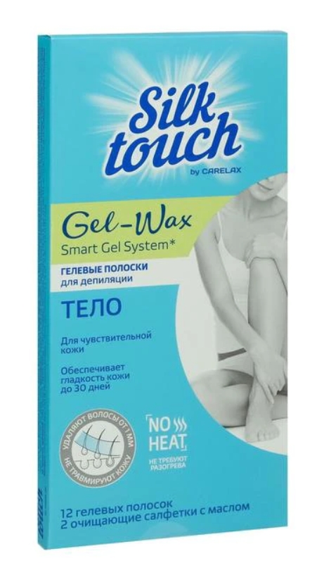 фото Восковые полоски для депиляции carelax silk touch gel-wax для тела 12шт