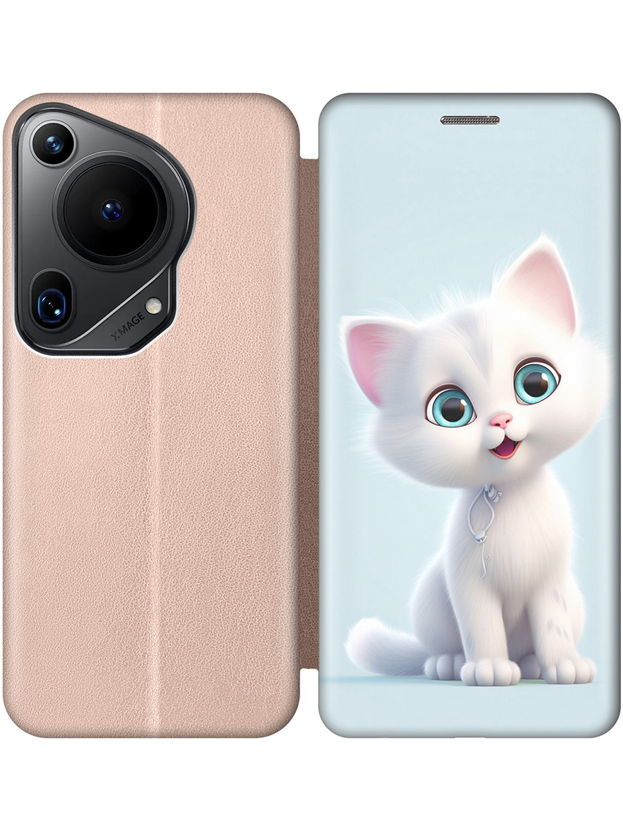 

Чехол-книжка на Huawei Pura 70 Ultra с принтом "Глазастый котик" золотой, Золотистый;голубой;белый, 782625811