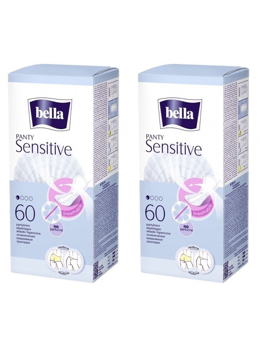 Прокладки ежедневные Bella Panty Sensitive, 60шт. х 2уп. прокладки ежедневные экстратонкие bella for teens sensitive 20шт 3 уп