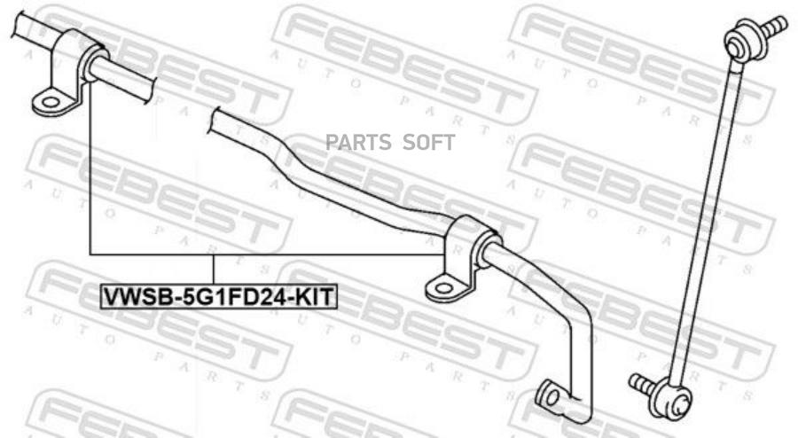 

Втулка переднего стабилизатора l=r (компл) audi a3 15->/vw golf vii 14-> febest vwsb-5g1fd