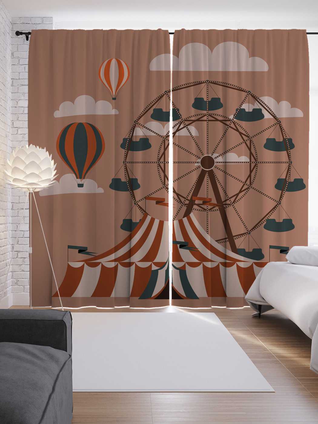 

Шторы JoyArty с фотопечатью "У колеса обозрения" из сатена, 290х265 см, У колеса обозрения