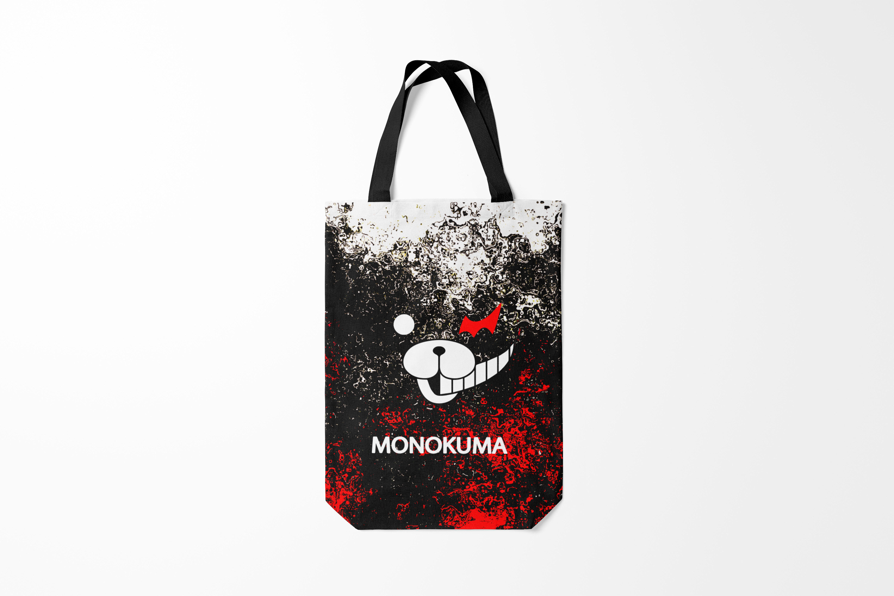

Сумка шoппер унисекс Burnettie Danganronpa Монокума красные волны, черный, Danganronpa Монокума красные волны