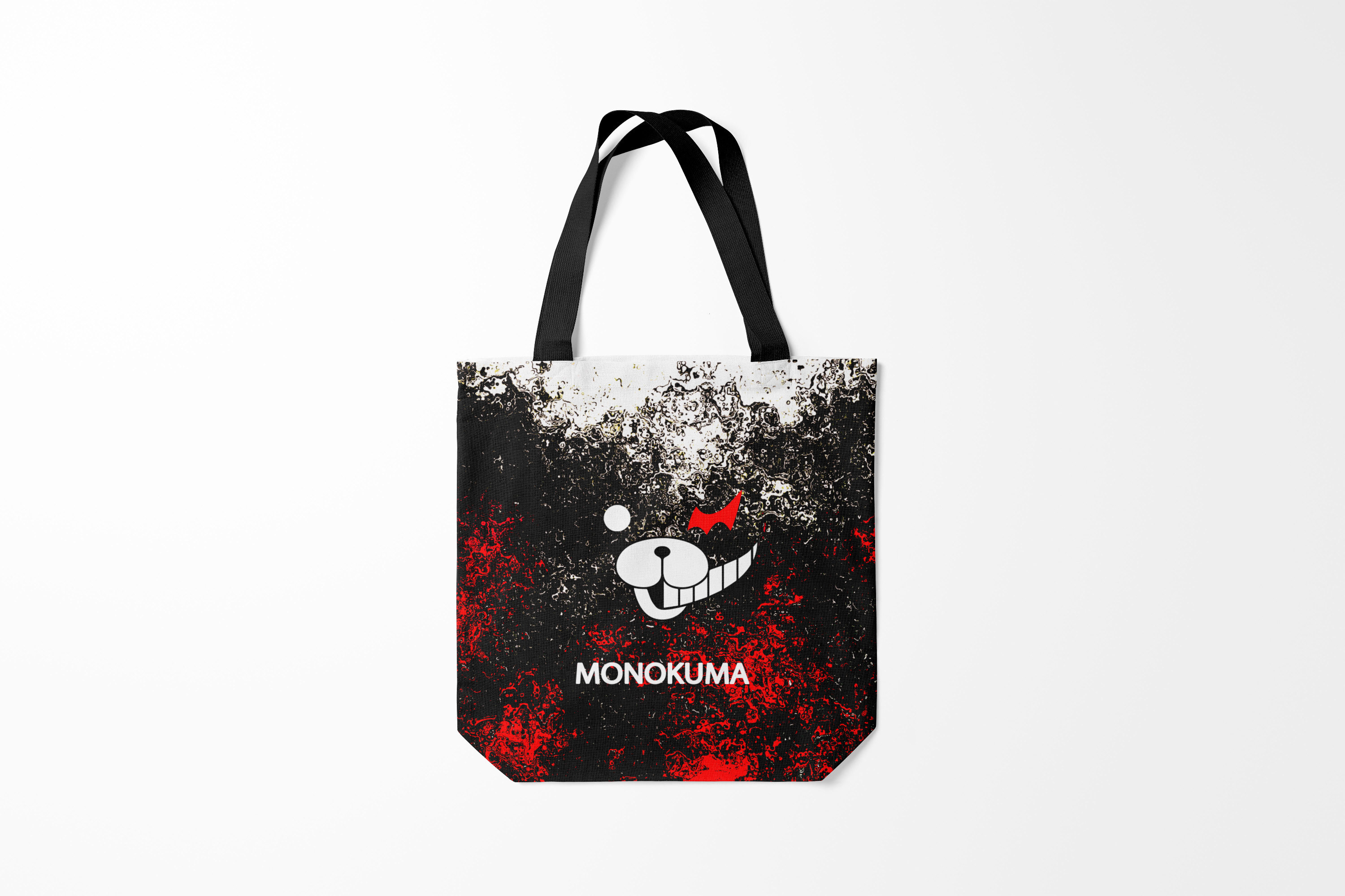 

Сумка шoппер унисекс Burnettie Danganronpa Монокума красные волны, черный, Danganronpa Монокума красные волны