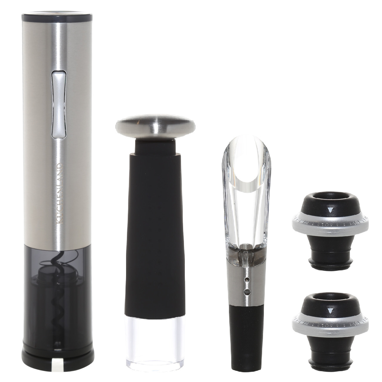 Набор винный, 6 пр, с вакууматором, серебристо/черный