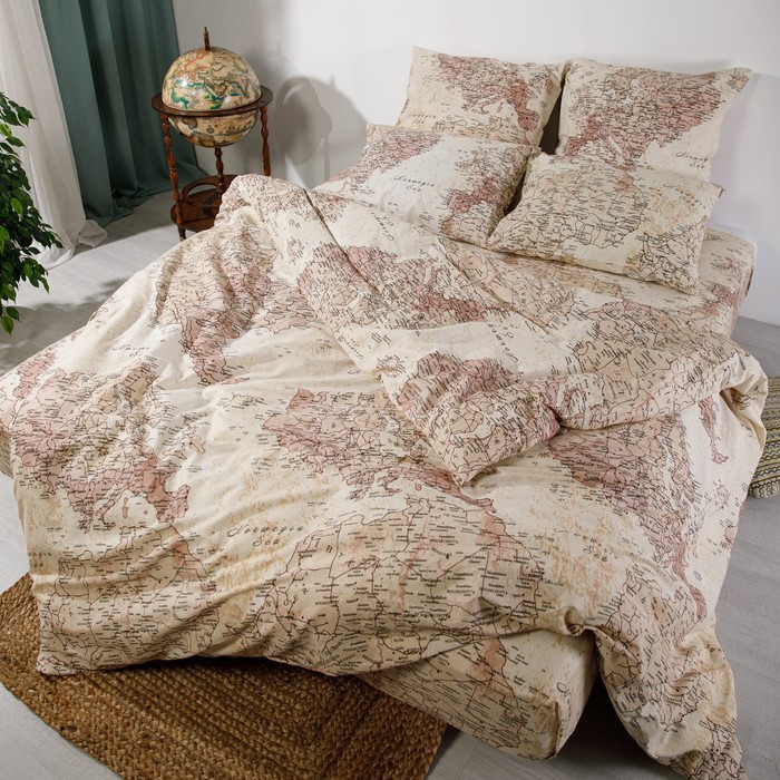 

Постельное бельё Евро Ночь Нежна Атлас бежевый 220х200 см, 220х200 см, 70х70 см 2шт, бязь,