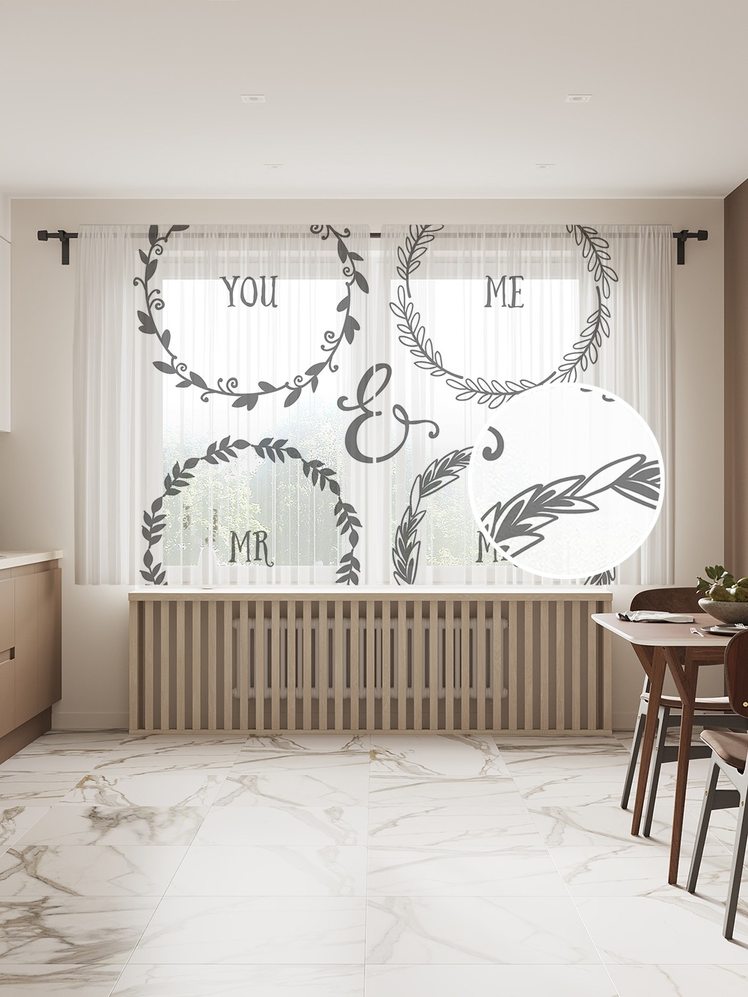 

Фототюль JoyArty "Виньетка на свадьбу" 145x180см, 2 полотна, лента, 50 крючков, Виньетка на свадьбу