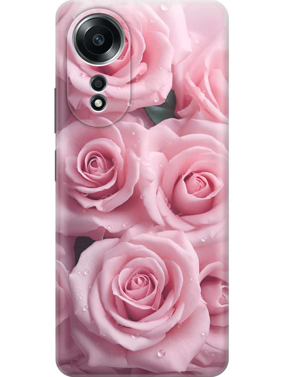 

Силиконовый чехол на Oppo A58 4G с принтом "Букет роз", Прозрачный;розовый, 782629422