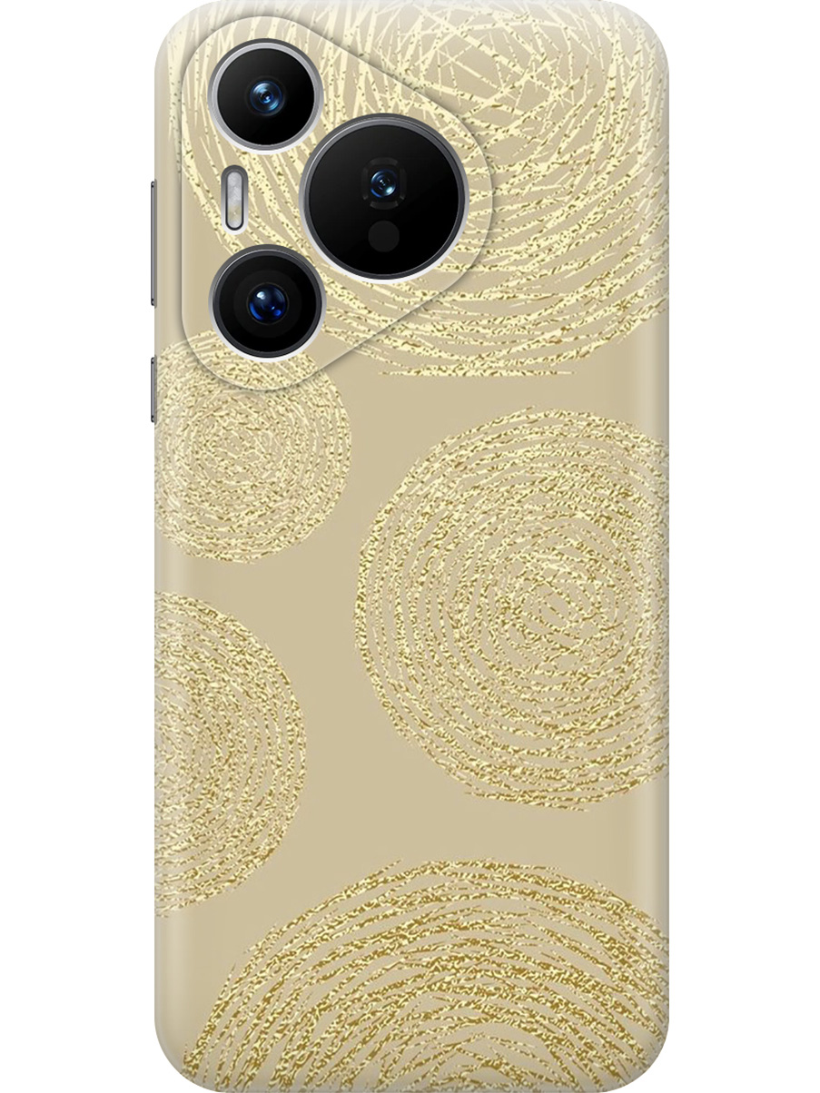 

Силиконовый чехол на Huawei Pura 70 с принтом "Золотые круги", Прозрачный;золотистый, 782624631