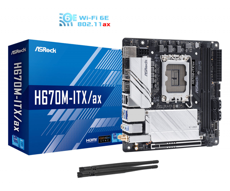 

Материнская плата ASRock H670M-ITX/AX, H670M-ITX/AX