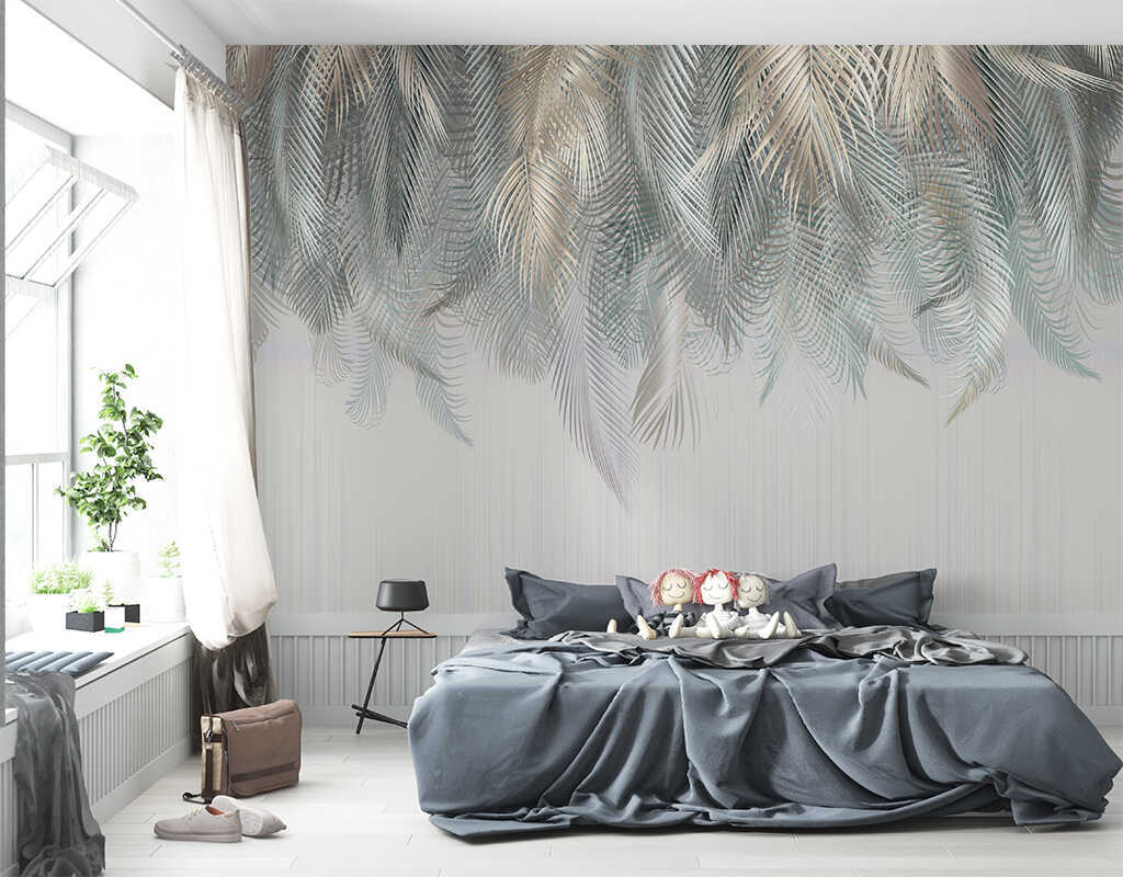 

Фотообои на стену моющиеся MOBI DECOR "Пальмовые листья №2" рисунком листья в спальню, в г, Разноцветный, Пальмовые листья - крошка
