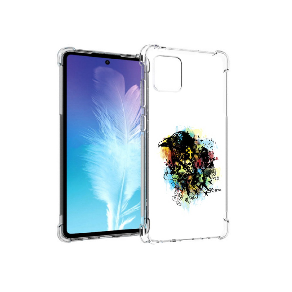 

Чехол MyPads Tocco для Samsung Galaxy Note 10 Lite ворон и черепа (PT142413.491.273), Прозрачный, Tocco