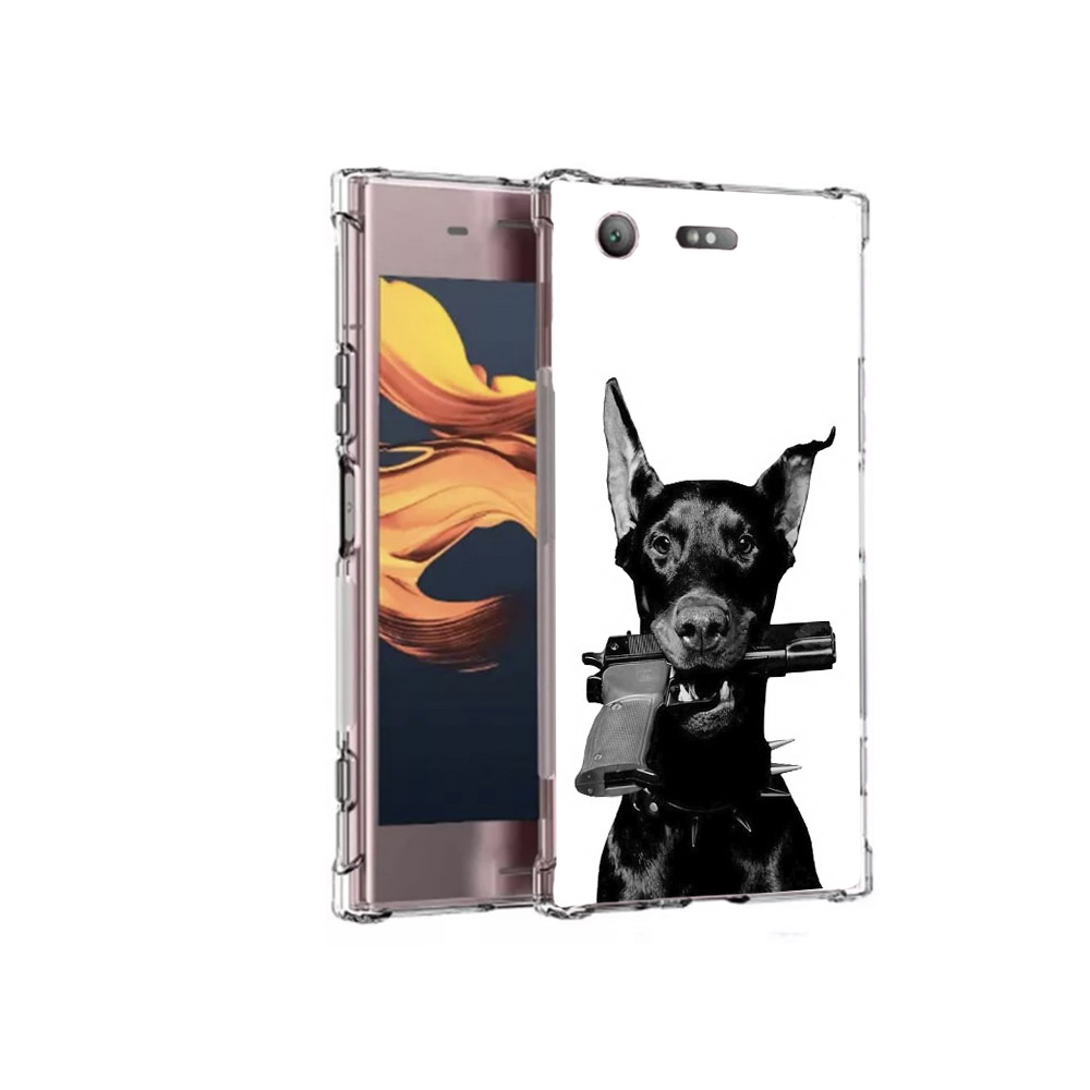 

Чехол MyPads Tocco для Sony Xperia XZ1 Compact доберман с пистолетом (PT91855.237.331), Прозрачный, Tocco