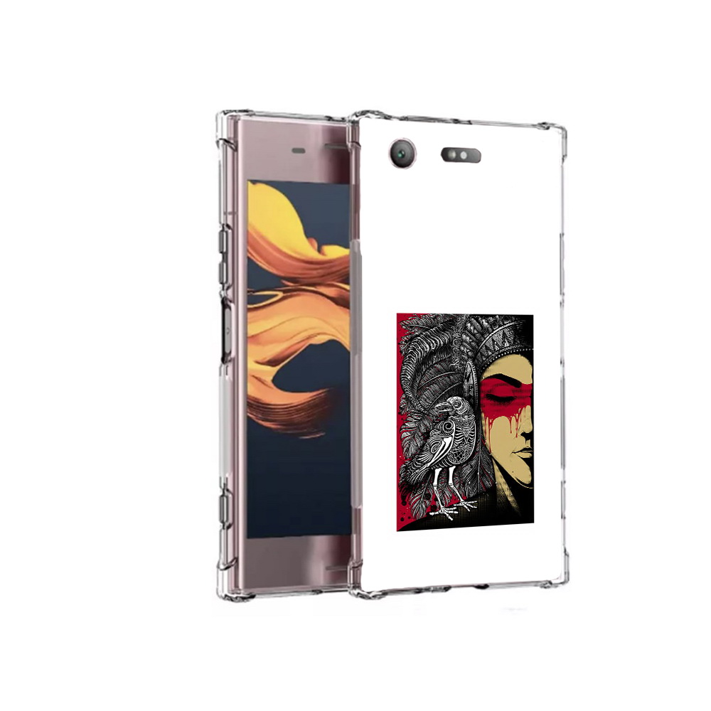 

Чехол MyPads Tocco для Sony Xperia XZ1 Compact девушка с вороном в абстракции, Прозрачный, Tocco
