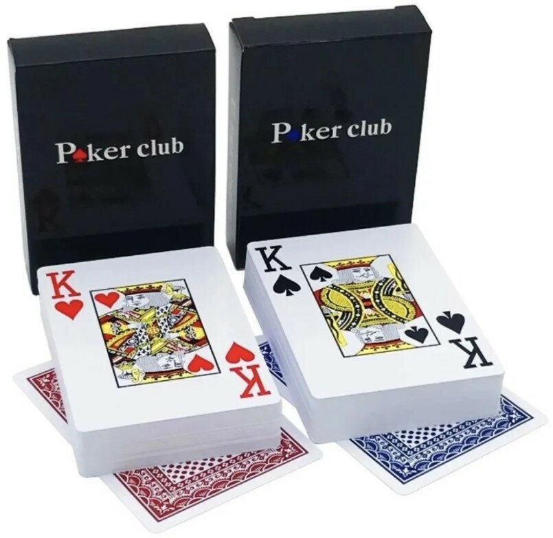 

Карты игральные пластиковые Poker Club, 2 колоды, 100% пластик, 54 шт., карты для покера,