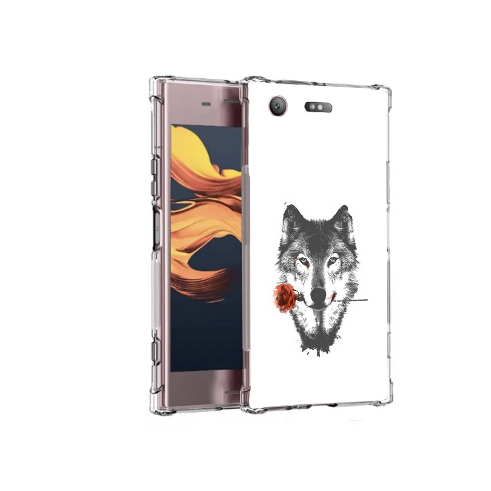 

Чехол MyPads Tocco для Sony Xperia XZ1 Compact волк с розой (PT91855.237.270), Прозрачный, Tocco