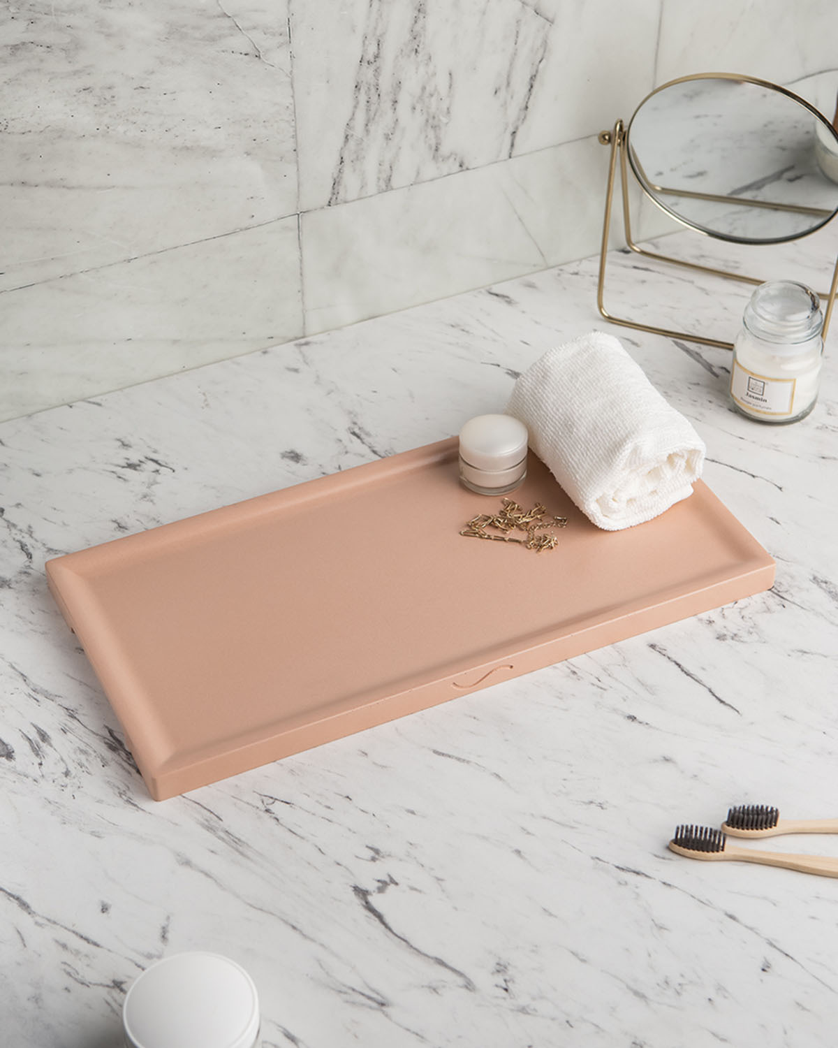 фото Декоративный поднос для ванной органайзер в ванную dorian long s gl, 40x20 см розовый musko home