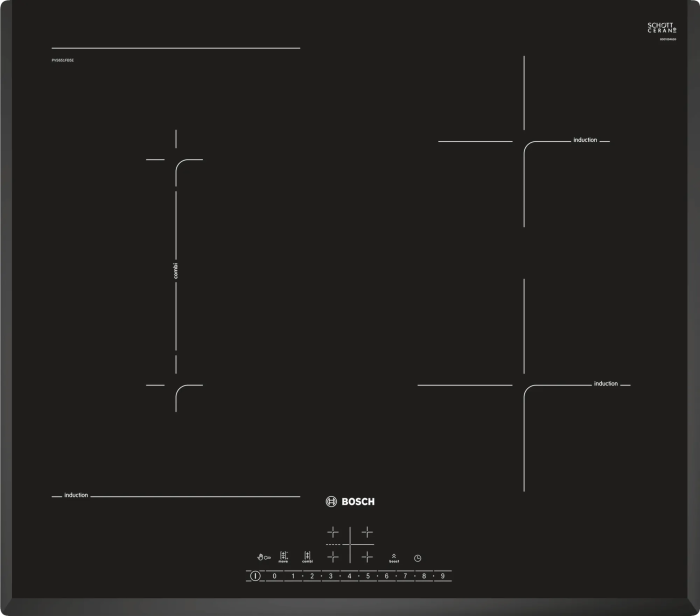 Встраиваемая варочная панель индукционная Bosch PVS611FB5E черный встраиваемая варочная панель индукционная bosch pxy875dc1e