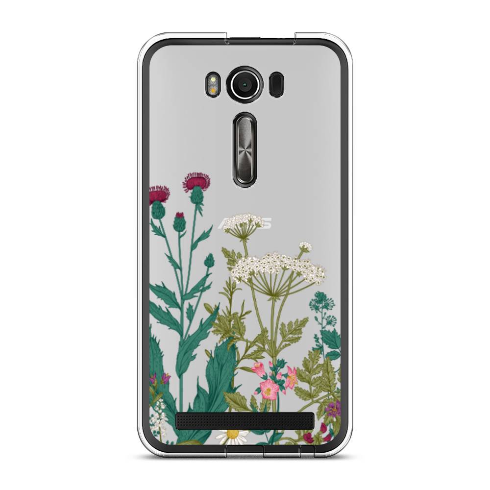 

Чехол на Asus Zenfone 2 Laser ZE500KL "Дикие полевые цветы", Зеленый;розовый;белый, 40150-2