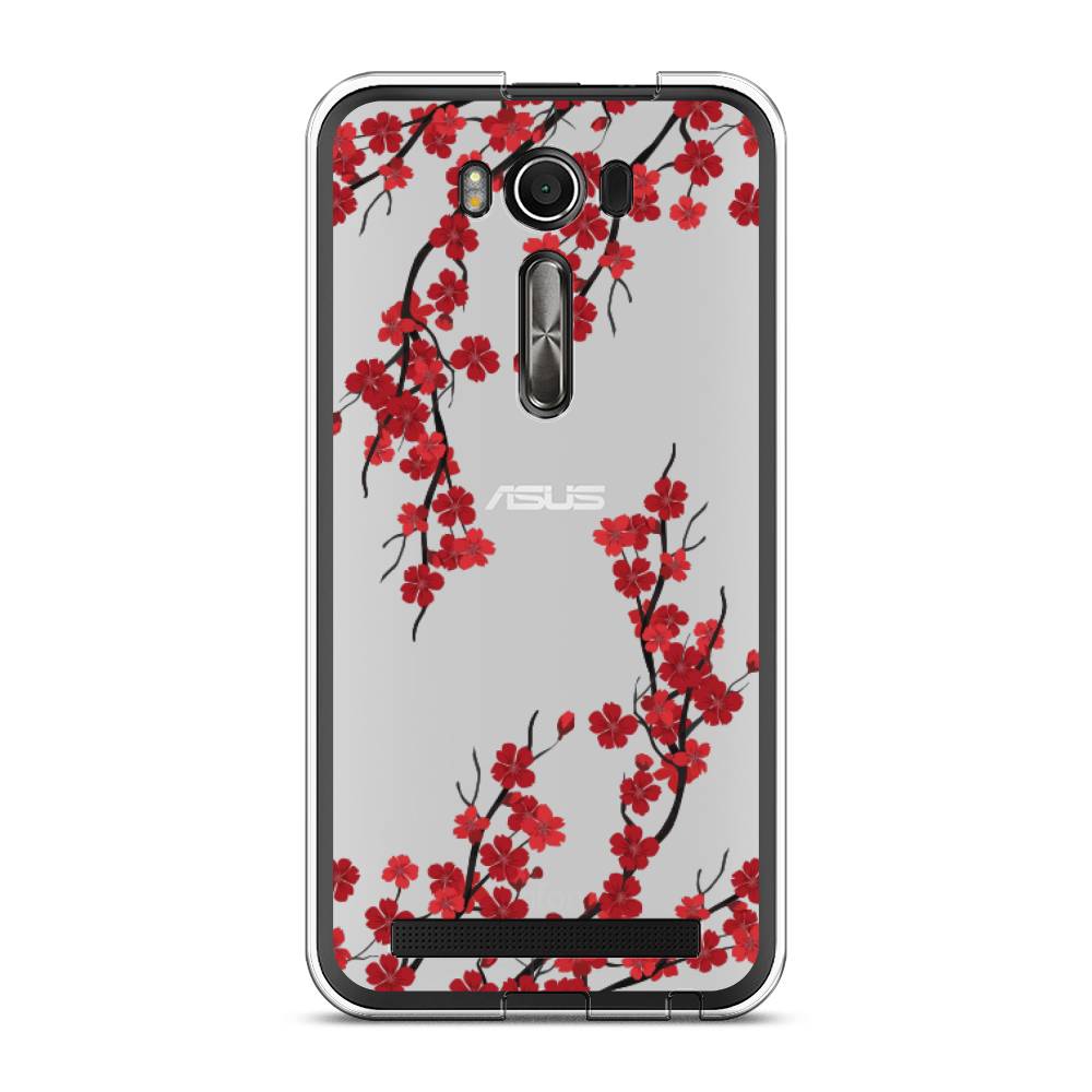 

Чехол на Asus Zenfone 2 Laser ZE500KL "Красная сакура", Красный;черный, 40150-2