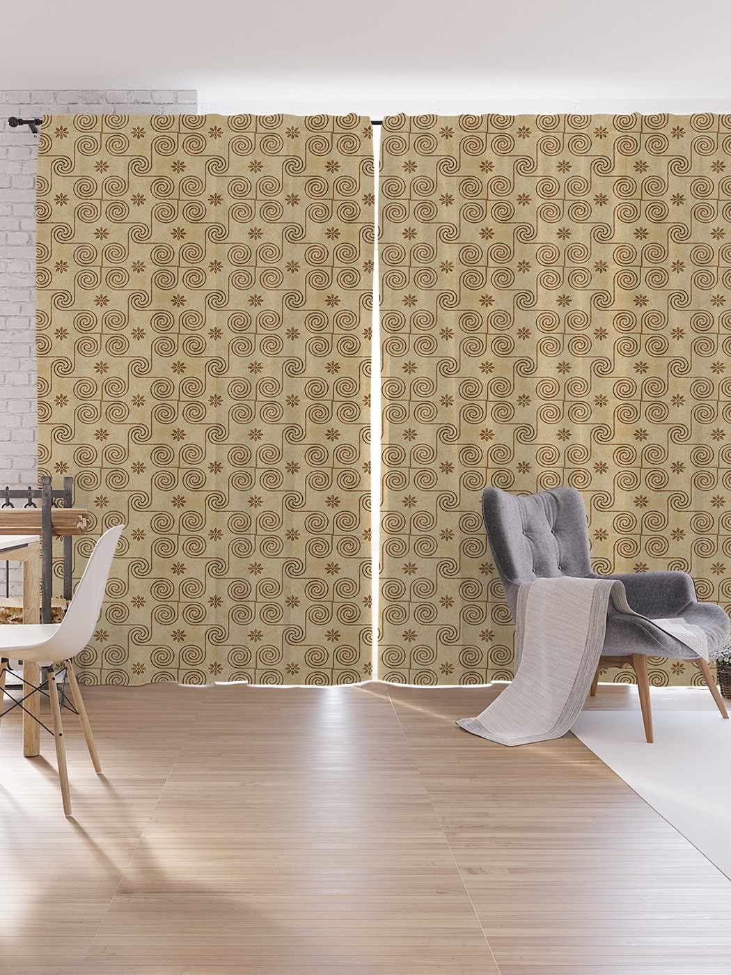 

Шторы под лён JoyArty "Спиральный гранж", серия Oxford DeLux, 340х265 см, Спиральный гранж