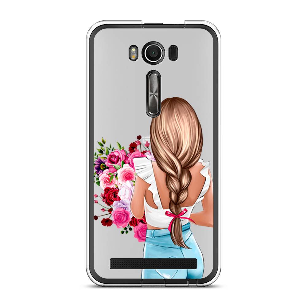 

Чехол на Asus Zenfone 2 Laser ZE500KL "Девушка с цветами", Коричневый;розовый;голубой, 40150-6