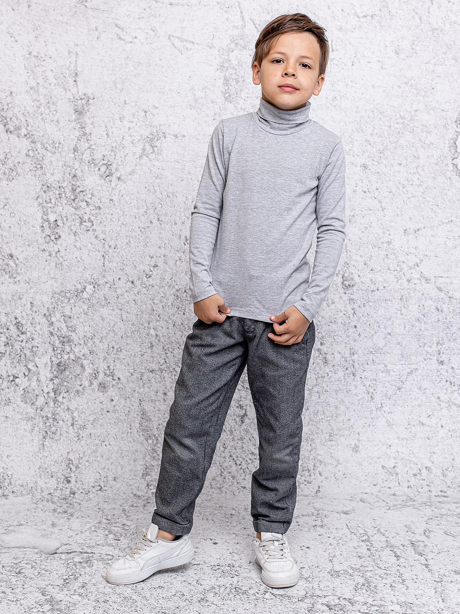 Водолазка для мальчика с длинным рукавом (009_ШБ) Batik серый 146р.