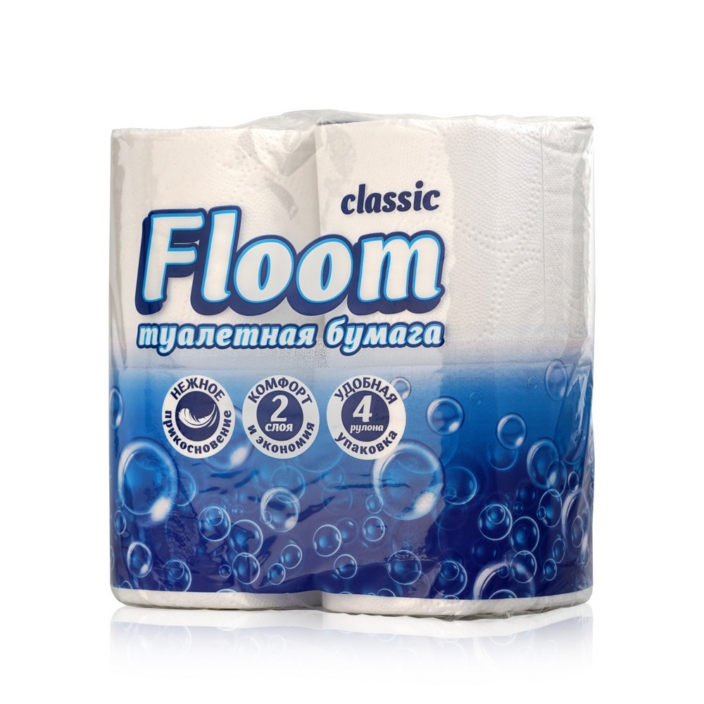 Туалетная бумага Floom 2х-слойная белая 4шт