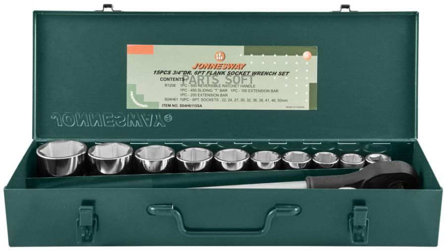 

S04H6315SA_набор головок торцевых! 3/4''DR, 22-50мм, 15пр.