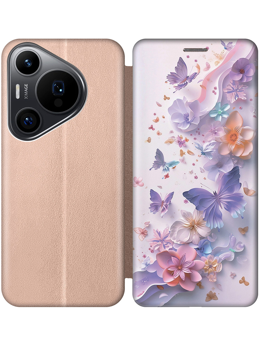 

Чехол-книжка на Huawei Pura 70 Pro / 70 Pro+ с принтом золотой 873704, Золотистый;розовый;фиолетовый, 782625222
