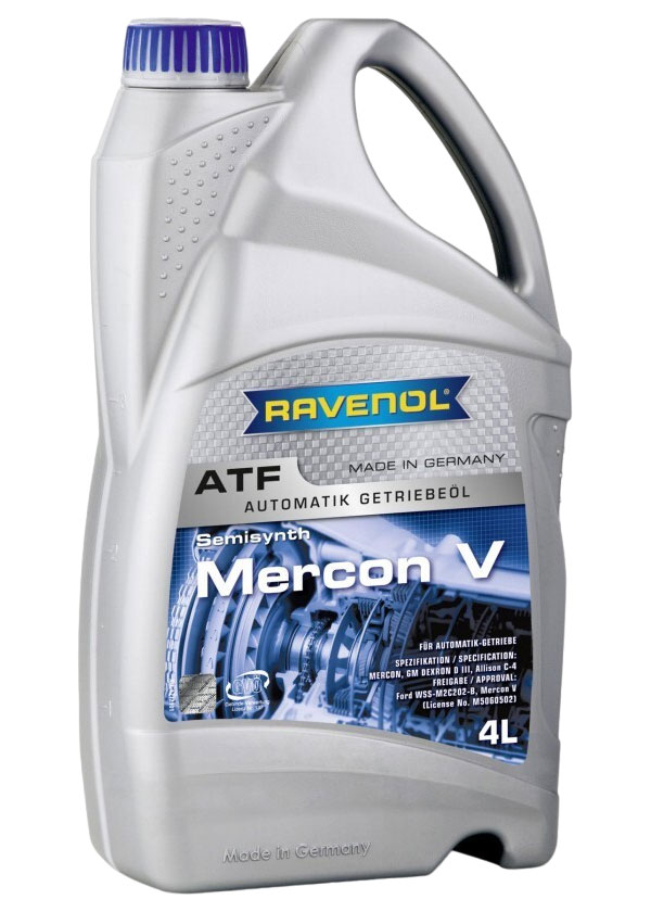 фото Масло трансмиссионное 4л atf mercon v (полусинтетика+пао) ravenol