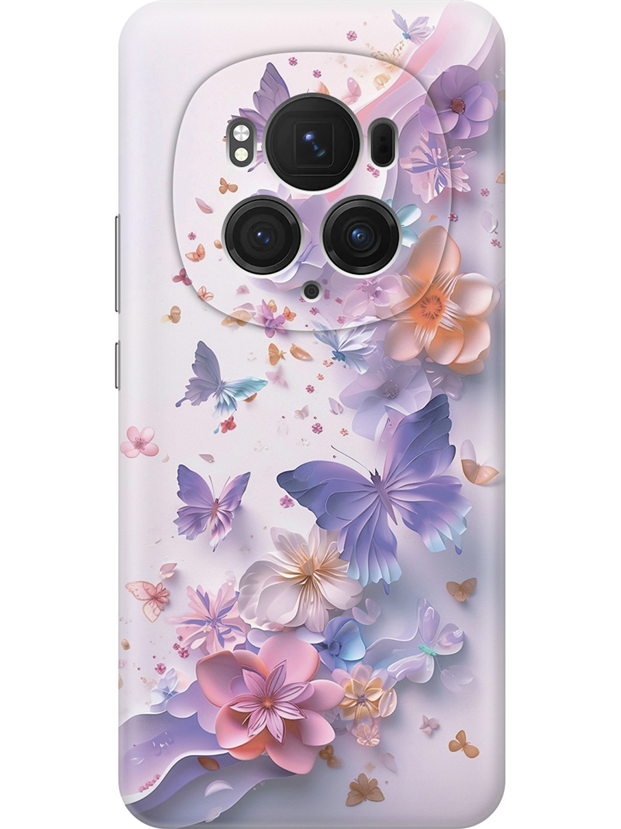 

Силиконовый чехол на Honor Magic6 Pro с принтом "Фиолетовые бабочки и бумажные цветы", Прозрачный;розовый;фиолетовый, 782623422