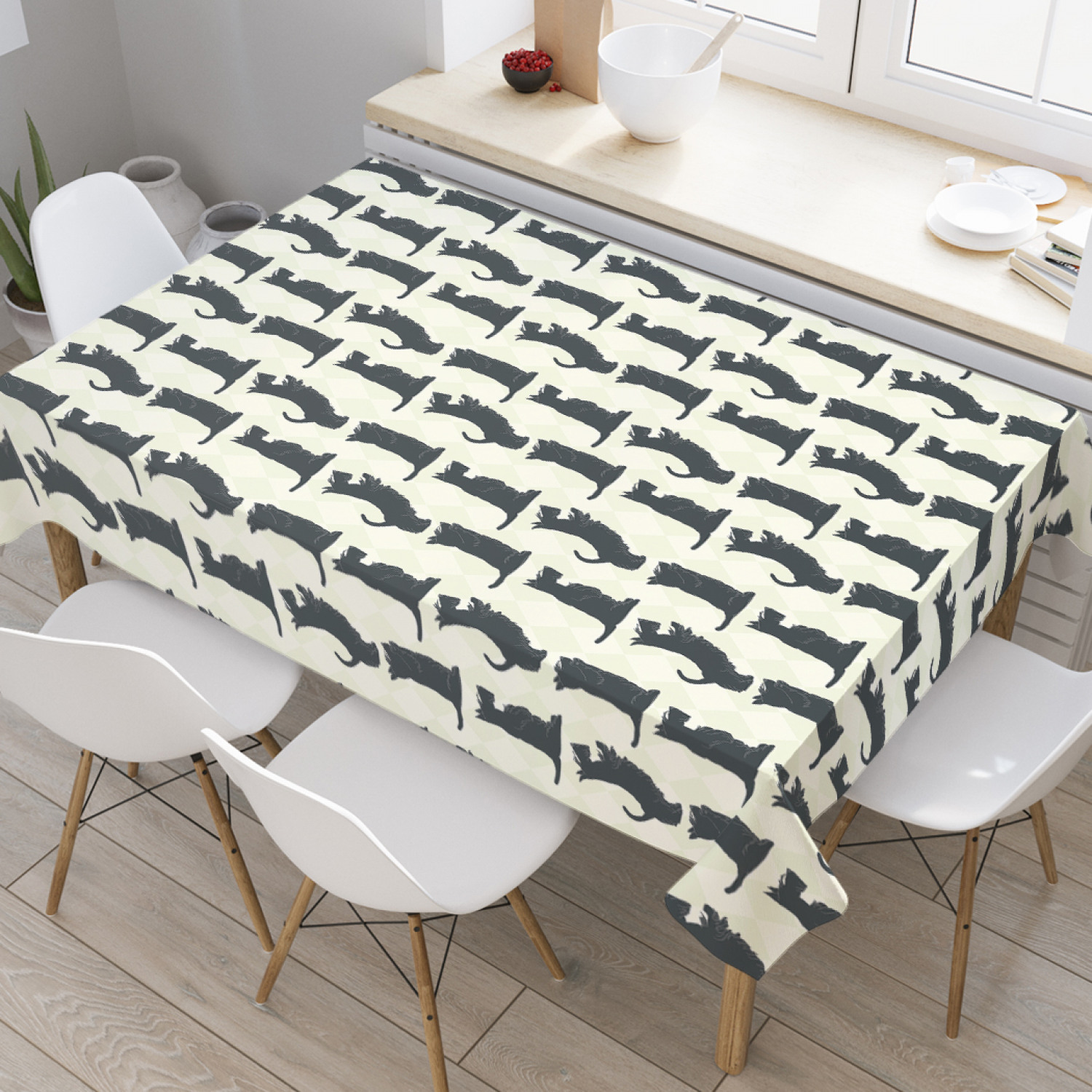 

Скатерть прямоугольная JoyArty "Йоркшир просит" из оксфорда, 180x145 см, Белый, Йоркшир просит