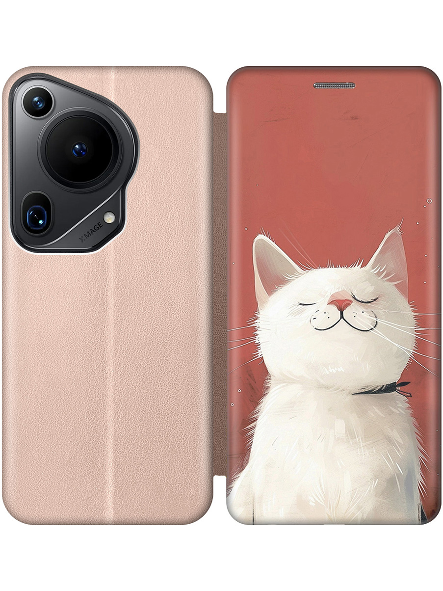 

Чехол-книжка на Huawei Pura 70 Ultra с принтом "Гордый котик" золотой, Золотистый;белый;красный, 782625812