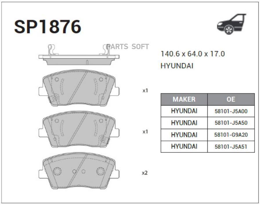 

Тормозные колодки Sangsin brake передние SP1876