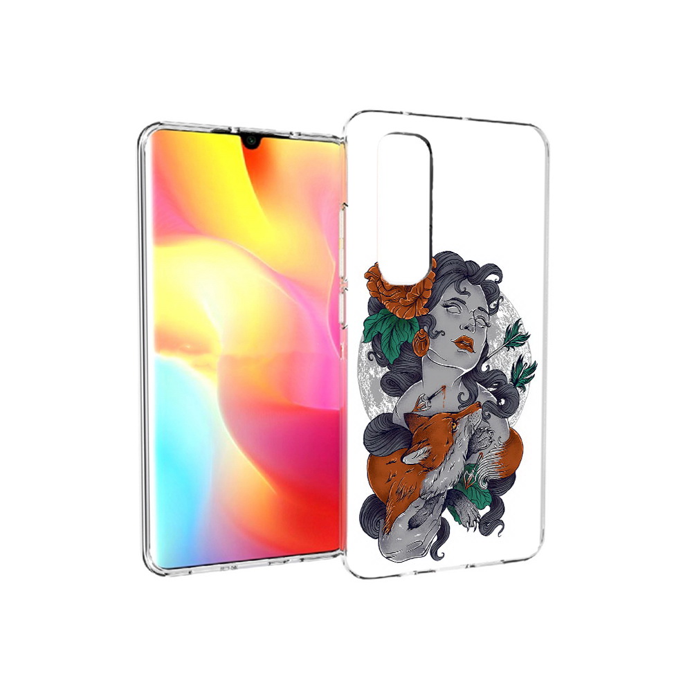 

Чехол MyPads Tocco для Xiaomi Mi Note 10 Lite темная девушка с лисой (PT149714.254.639), Прозрачный, Tocco